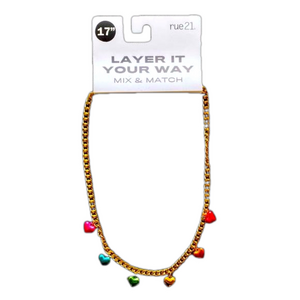 Pride Rainbow Hearts Necklace - 17 Inches - NWT